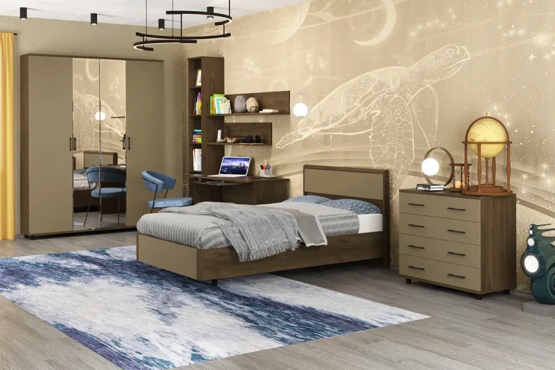 Детская Грейс композиция 10 (Гикори Джексон Темный/Латте Матовый) — Мебель-центр Озерцо