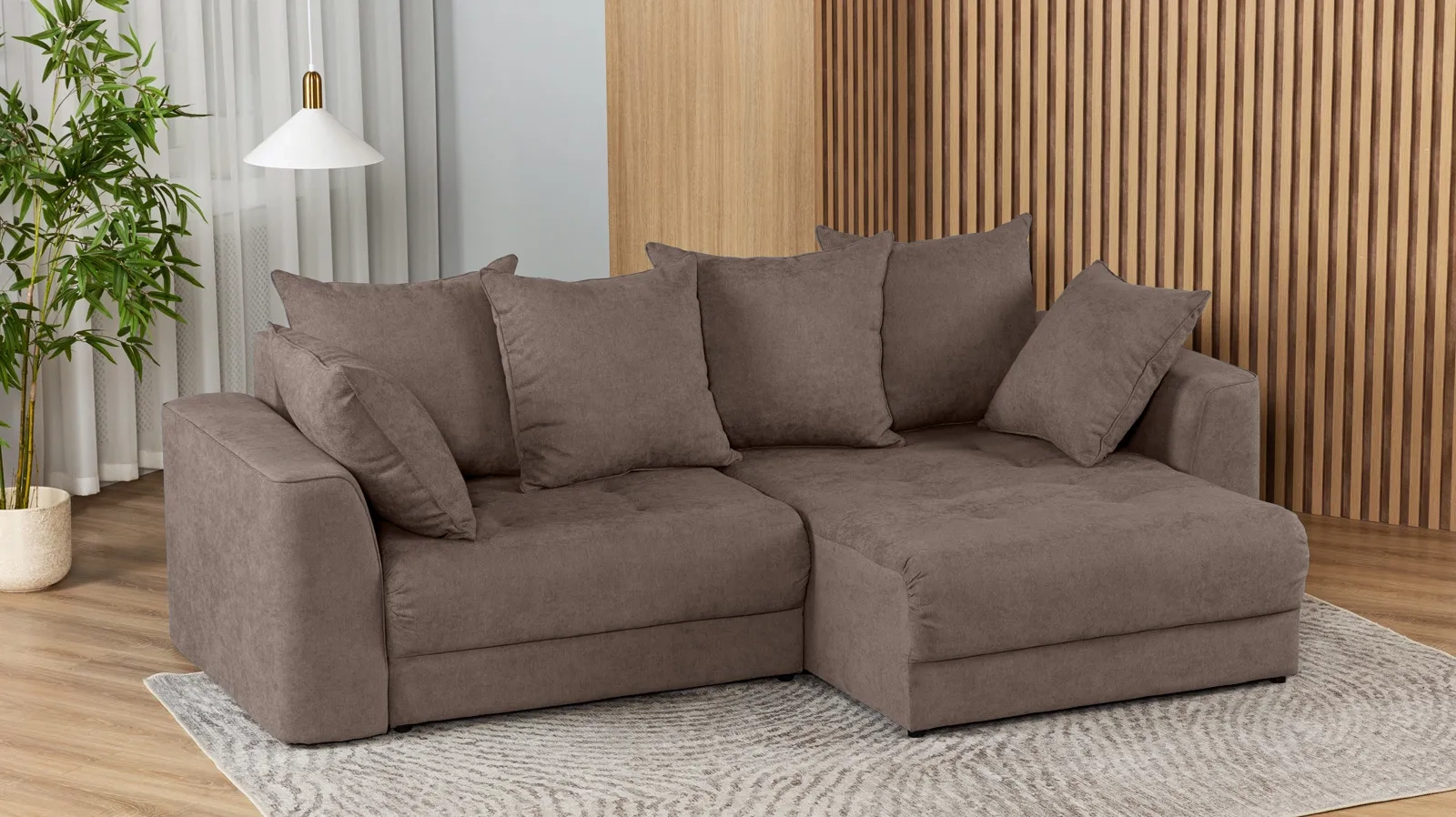 Диван -кровать угловой Monako New 2-секционный, ткань Royal I Shiitake 157x252 — купить в Озерце