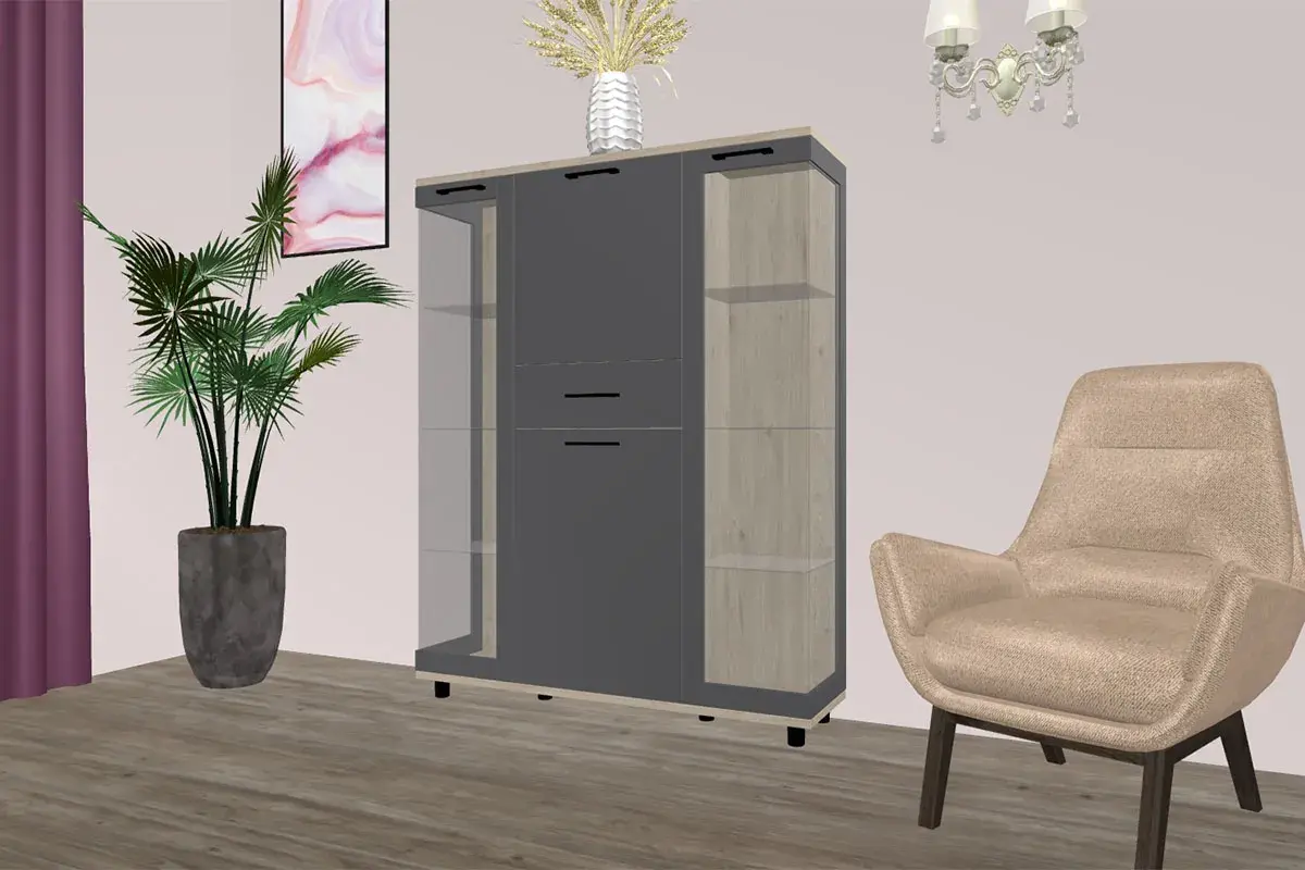 Шкаф многоцелевой ШК-5080-ГС-АМ (Гикори Джексон Светлый/Антрацит Матовый) в мебель-центре Озерцо