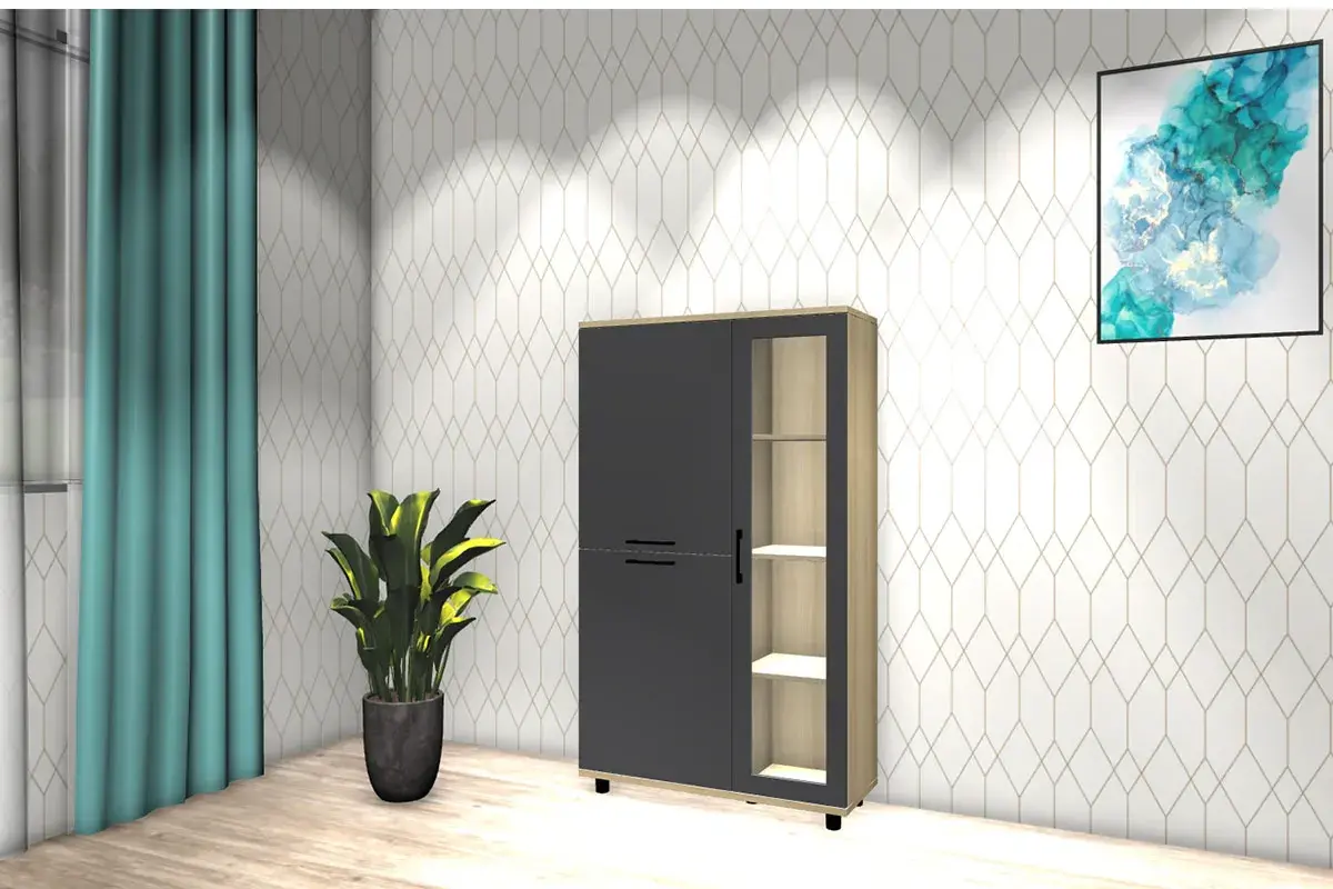 Шкаф многоцелевой ШК-5081-АС-АМ (Ясень Асахи/Антрацит Матовый) в мебель-центре Озерцо