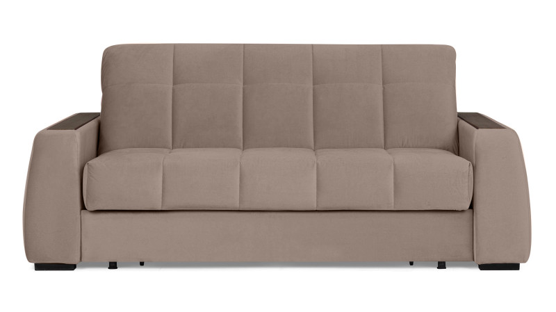 Диван - кровать Domo Pro с накладкой цвета венге, стежка квадрат, ткань Sky Velvet 17 180x216 — в мебель-центре Озерцо