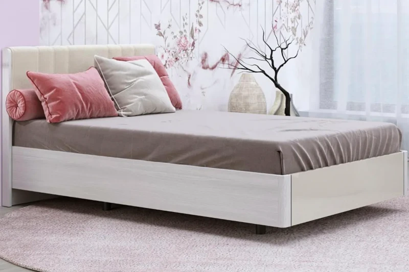 Кровать КР-5012-СЯ-КГ-В 140х200 (Снежный Ясень / Кашемир Глянцевый / Велюр) - купить в Озерце