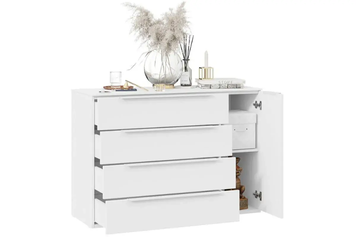 Комод комбинированный Порто ТД-393.04.02 (Белый жемчуг/Белый софт) — Мебель-центр Озерцо