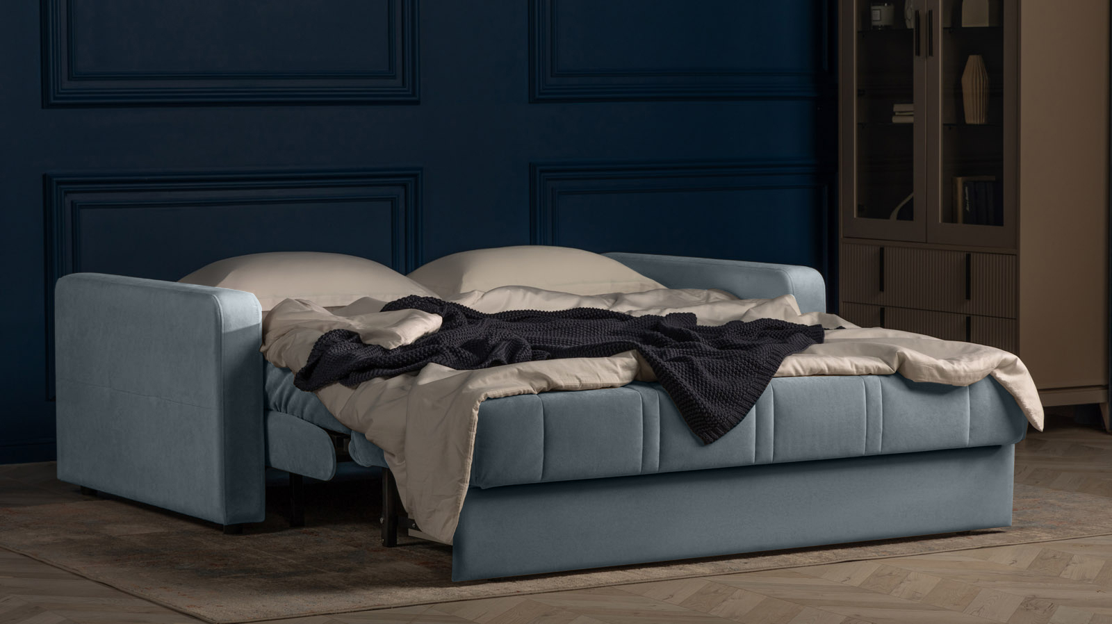 Диван - кровать Domo Pro стежка ромб, ткань Sky Velvet 18 140x216 — купить в Озерце
