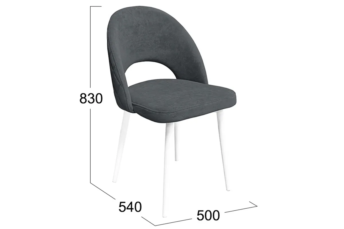 Стул Амели (конус Т2) (Белый муар/Велюр Dream Grafit/Темно-серый) - купить в Озерце