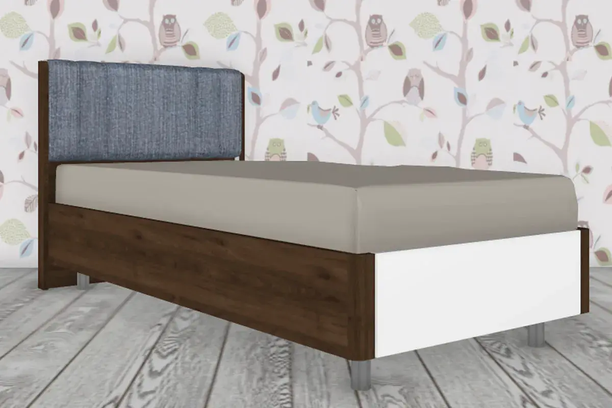 Кровать КР-5015-ГТ-БГ 90х190 (Гикори Джексон Темный/Белый Бриллиант Глянцевый) - купить в Озерце