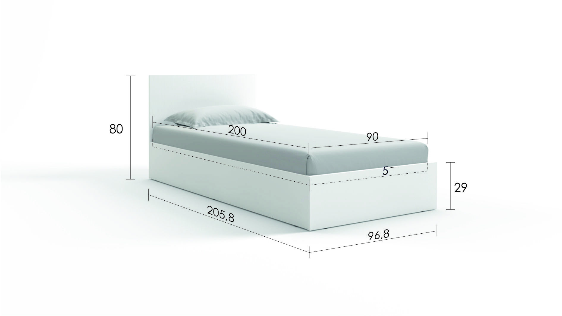 Кровать с подъемным механизмом Ralto, цвет Белый премиум, 90x200 - купить в Озерце