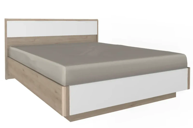 Кровать КР-4003-ГС-БГ 160х200 (Гикори Джексон Светлый/Белый Бриллиант Глянцевый) - купить в Озерце