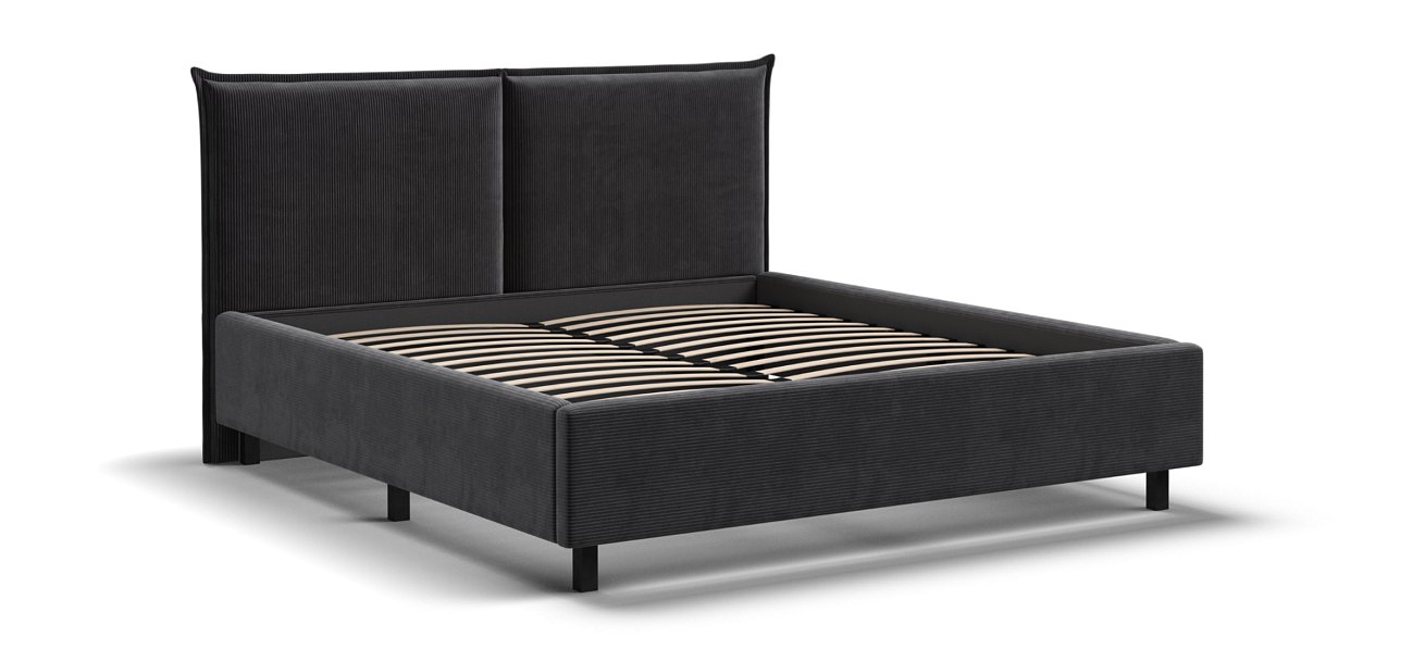 Кровать ЛЕО 160 Вельвет CORD графит - купить в Озерце