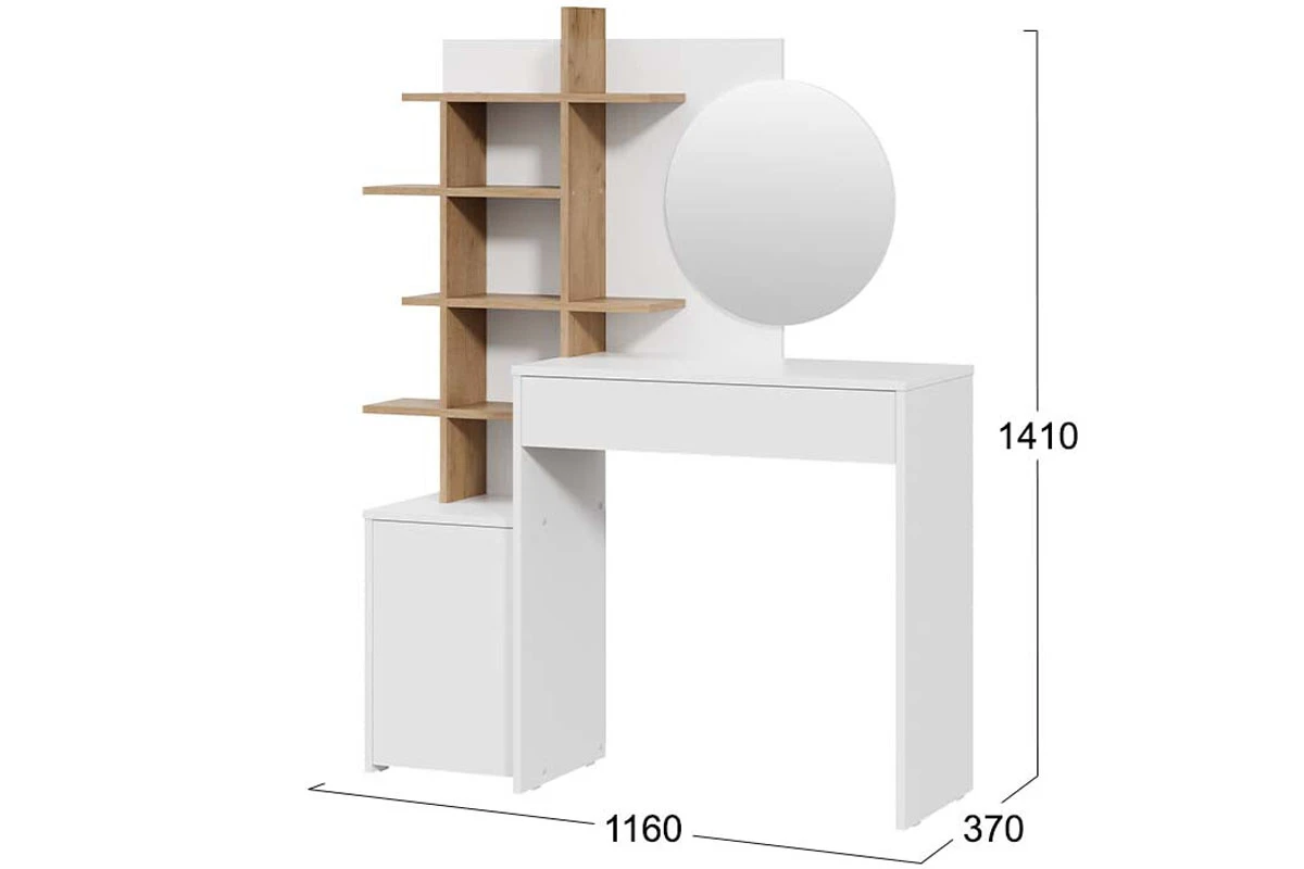 Стол туалетный Голден Тип 1 (Белый/Дуб крафт золотой) — Мебель-центр Озерцо