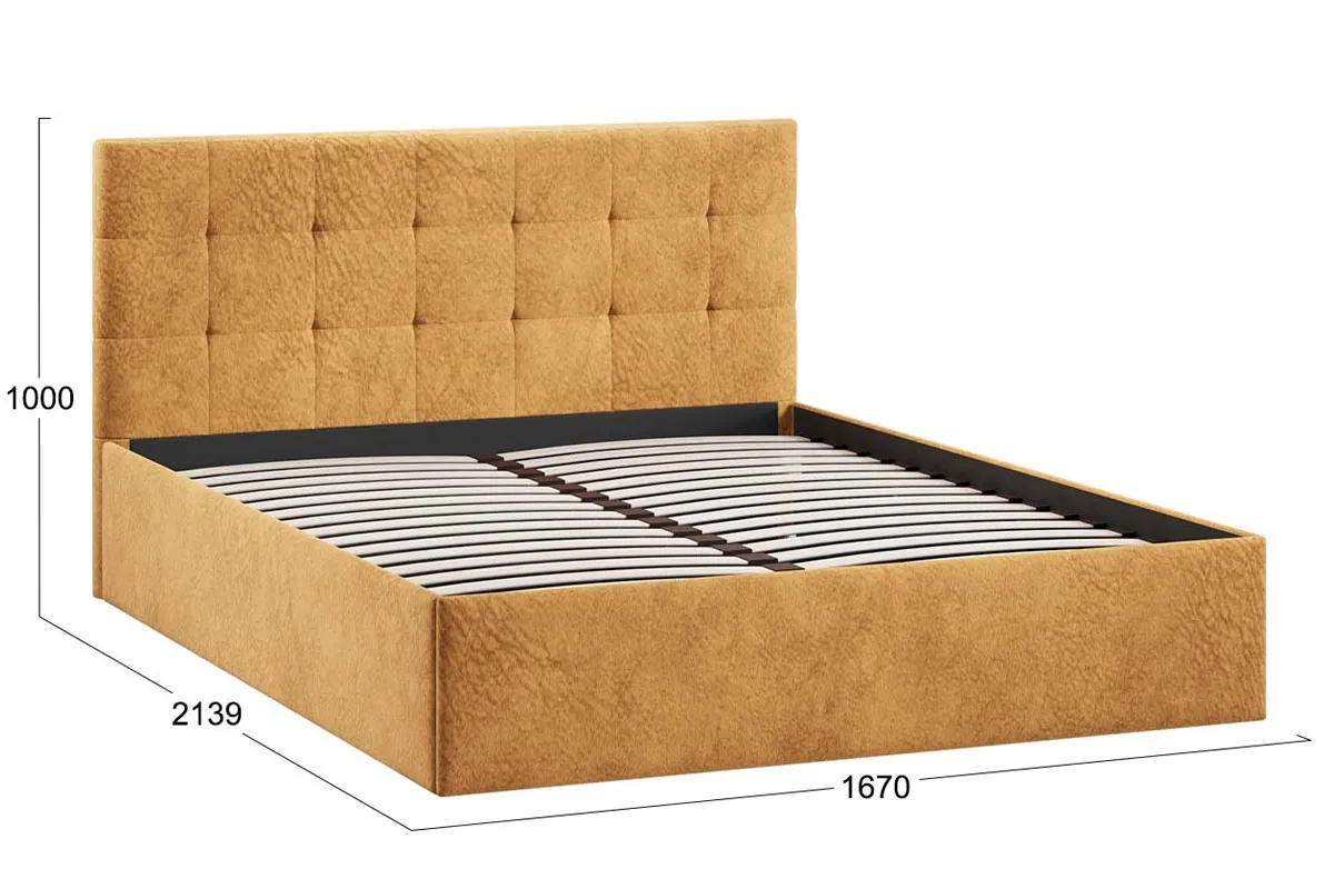 Кровать Джоли  универсальная 160х200 Тип 1 (Микровелюр/Wellmart Yellow) - купить в Озерце