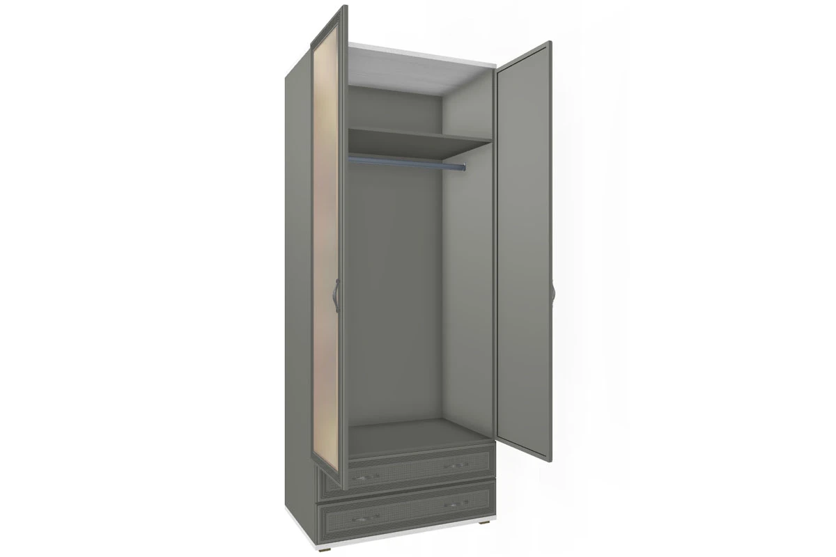 Готовый комплект для спальни СК-1020-СЯ-СО-В (Снежный Ясень/Серый Оникс/Велюр) - купить в Озерце