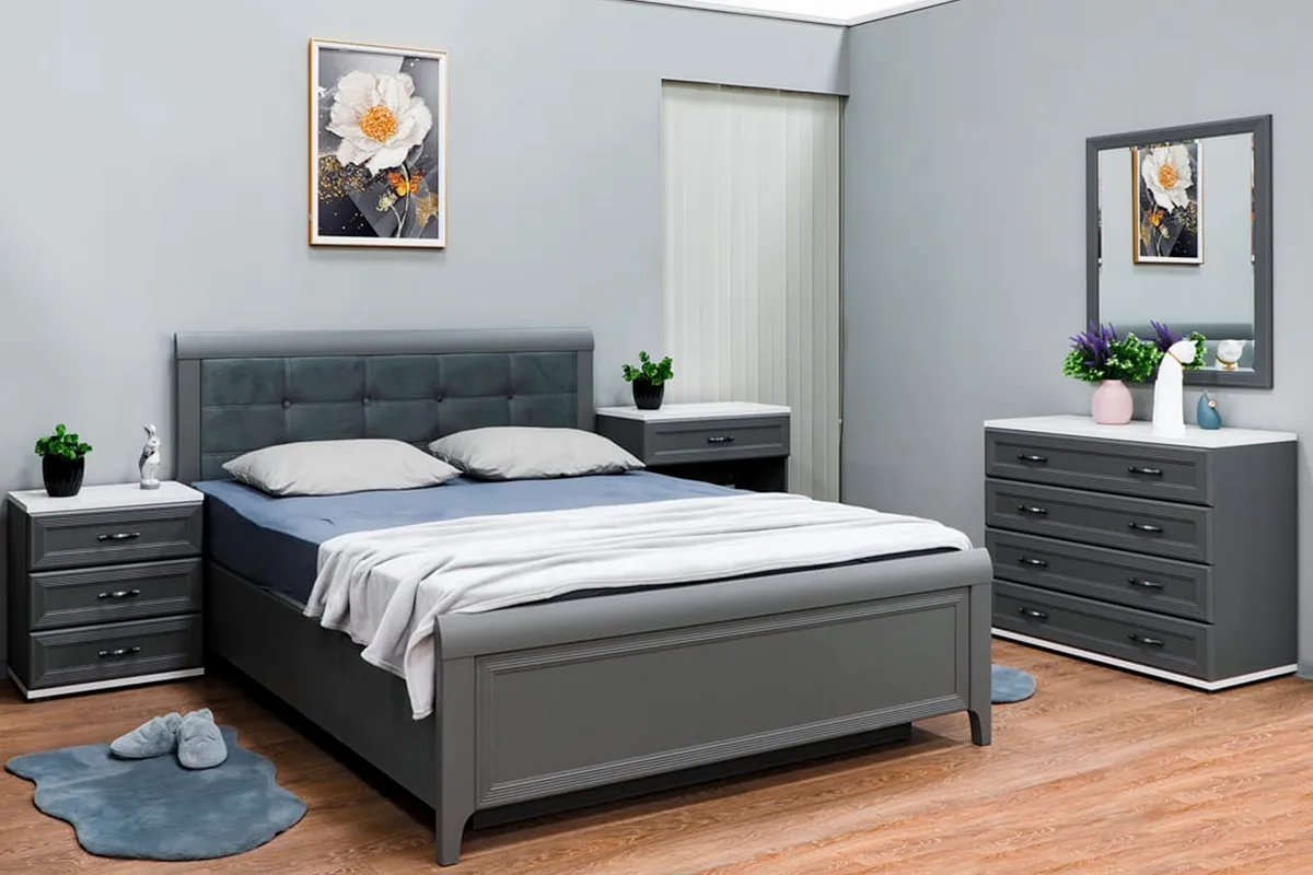 Кровать КР-1033-СО-В 160х200 (Серый Оникс/Велюр) - купить в Озерце