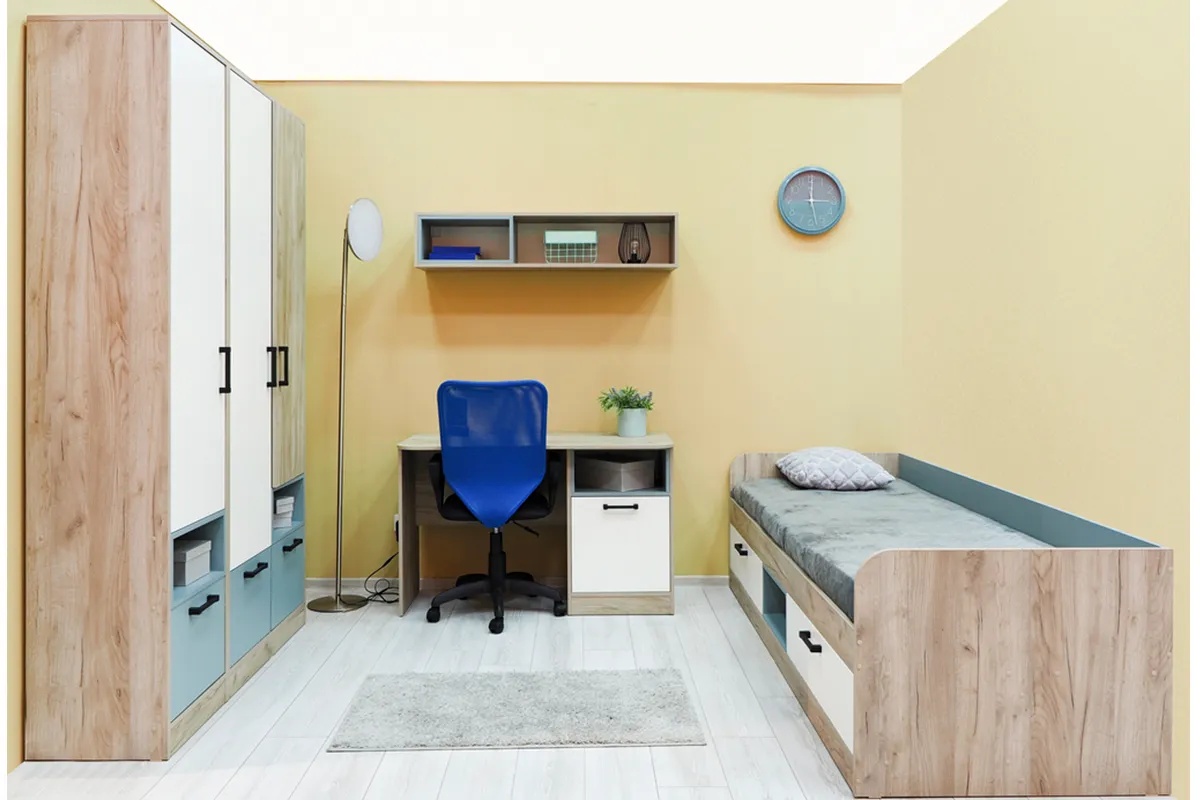 Шкаф для одежды Оливер (Дуб Крафт серый/ Белый /Серо-голубой) в мебель-центре Озерцо