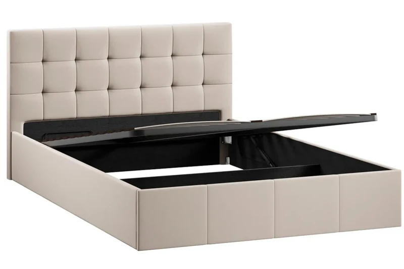 Кровать Эмма с ПМ и заглушиной 140х200 (Велюр/Confetti Cream) - купить в Озерце