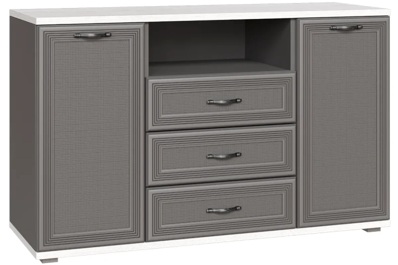 Тумба ТБ-1014-СЯ-СО (Снежный Ясень/Серый Оникс) — Мебель-центр Озерцо