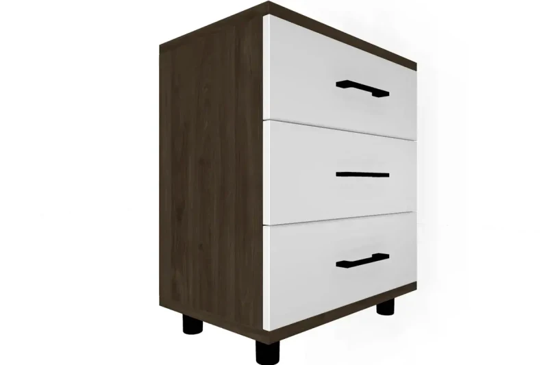 Тумба ТБ-5024-ГТ-БГ (Гикори Джексон Темный/Белый Бриллиант Глянцевый) — Мебель-центр Озерцо