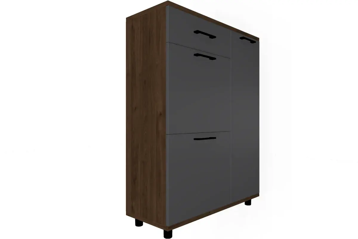 Прихожая Грейс комплект 1 (Гикори Джексон Темный/Антрацит Матовый) — Мебель-центр Озерцо