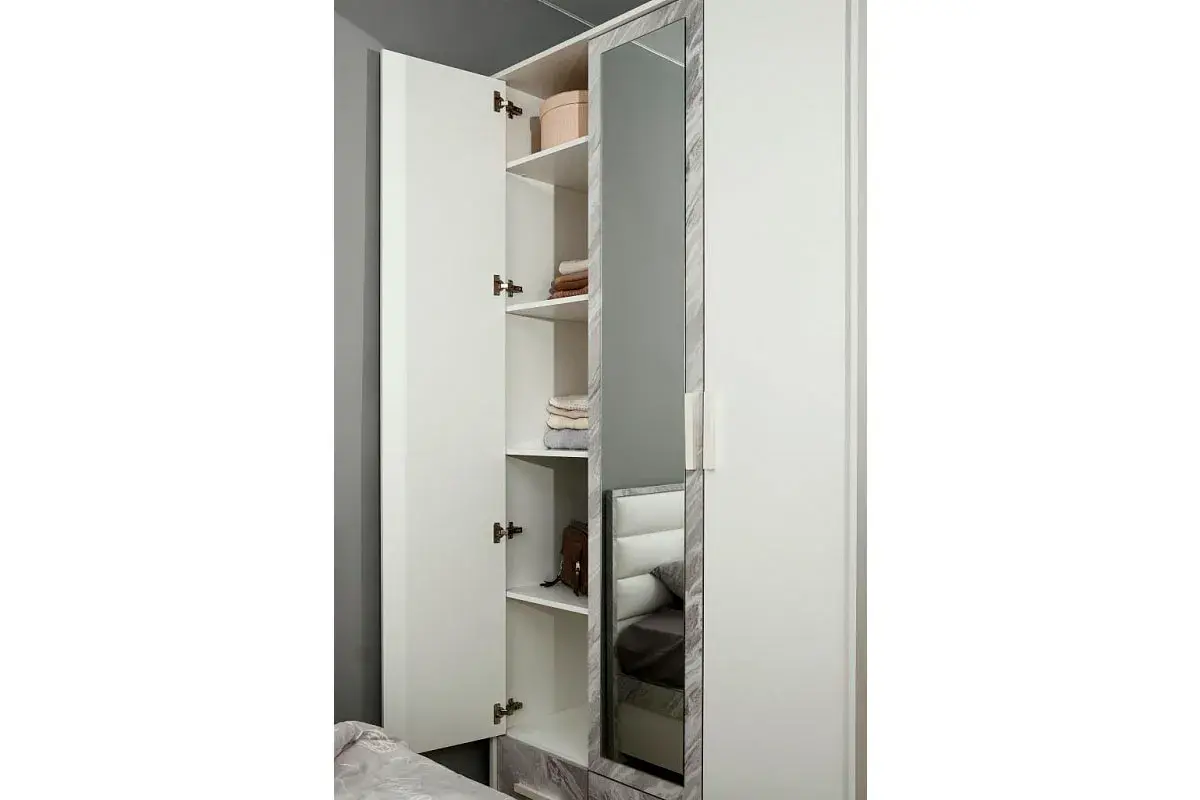 Шкаф для одежды и белья Айрис 444 (Белый/Статуарио) в мебель-центре Озерцо