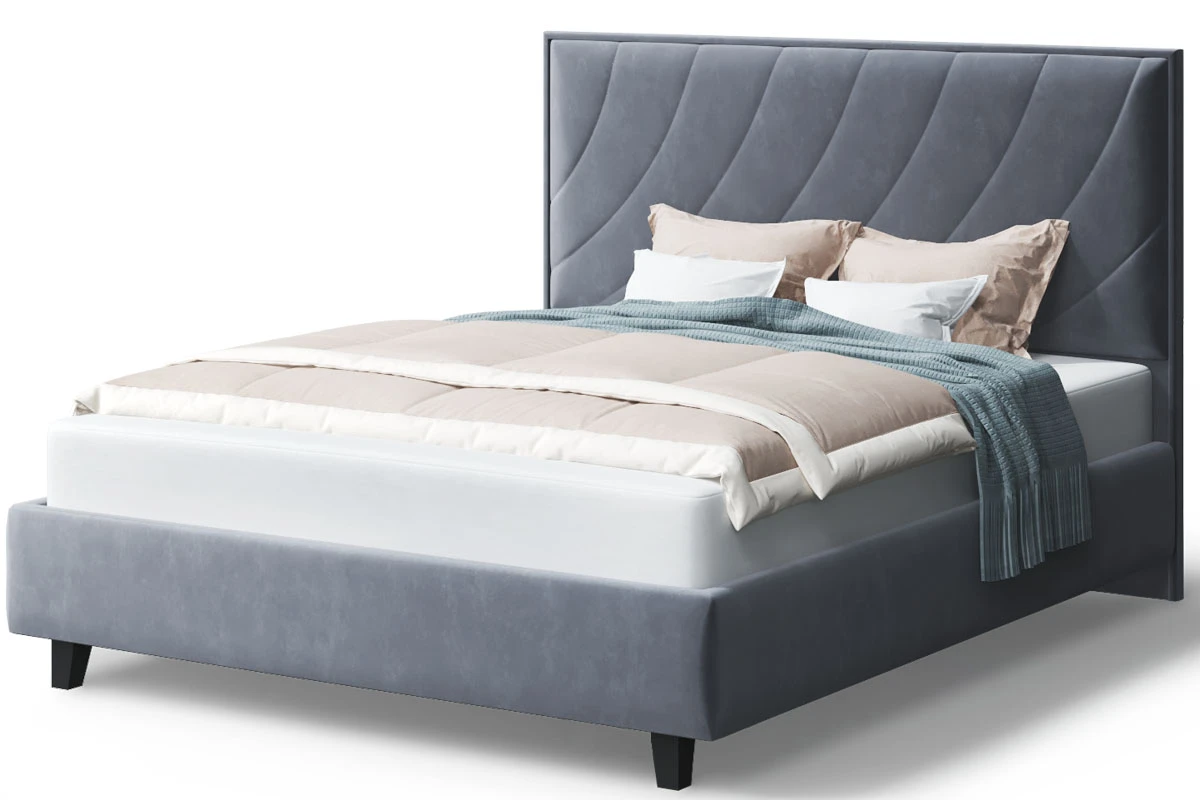 Кровать на опоре София с ПМ и бельев. ящ 140х200 (Бренди лайт 28/Серый) - купить в Озерце