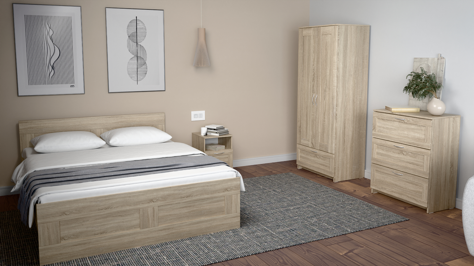 Шкаф двухдверный с ящиком Istra, цвет Сонома 50x78 — купить в Озерце