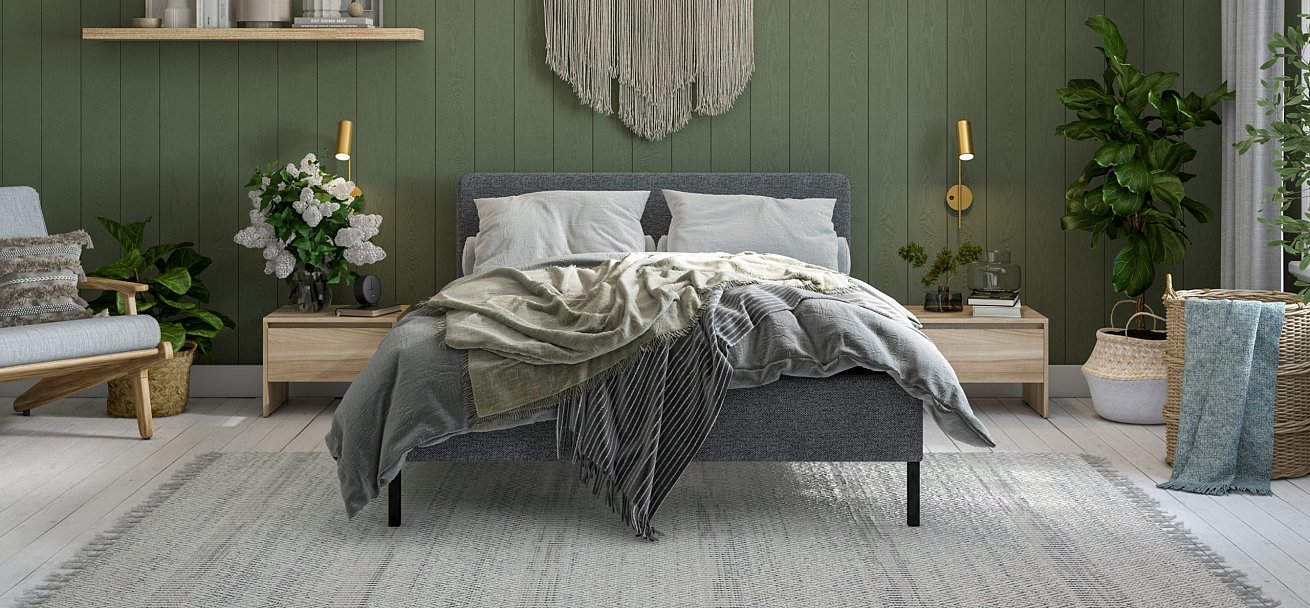 Кровать Уна 160*200 рогожка Malmo серая, черная - купить в Озерце