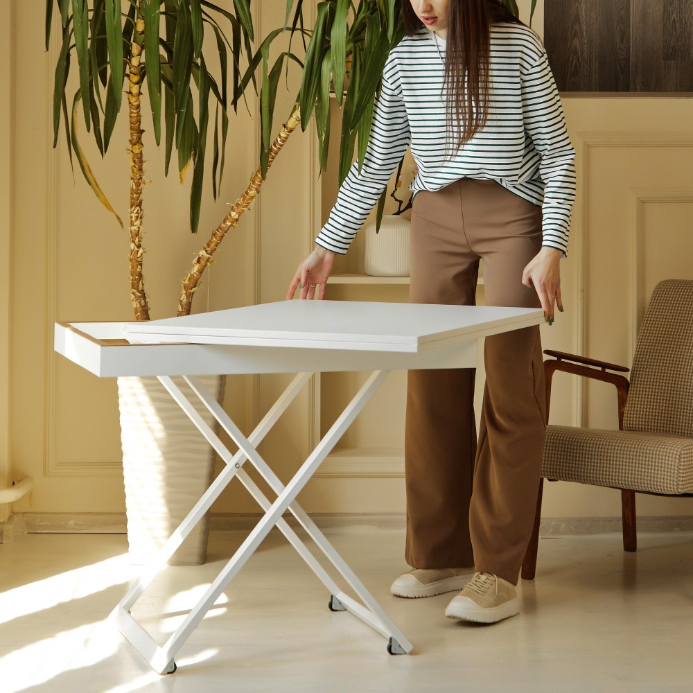 Стол-трансформер Apollo белый матовый/подстолье белое - купить в Озерце
