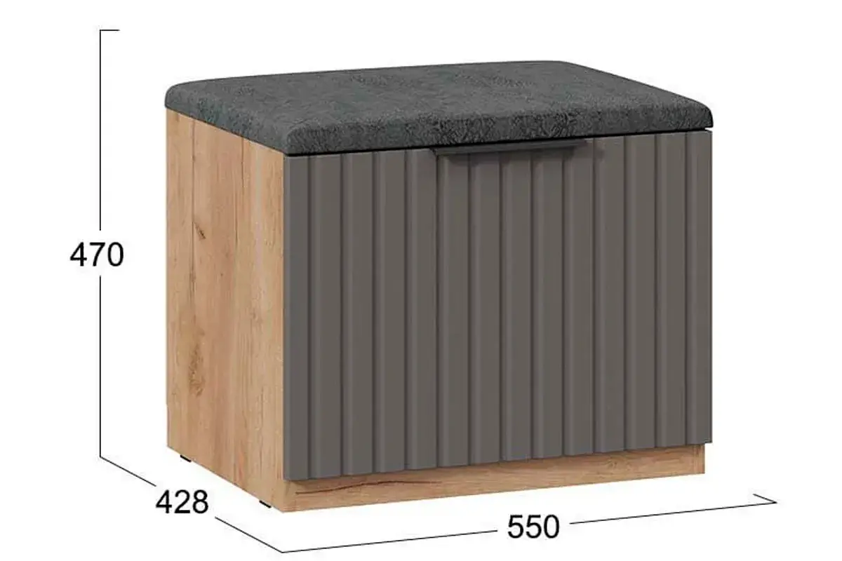 Тумба для обуви Хилтон Исп.2.1 (Дуб Крафт золотой/Графит матовый) — Мебель-центр Озерцо