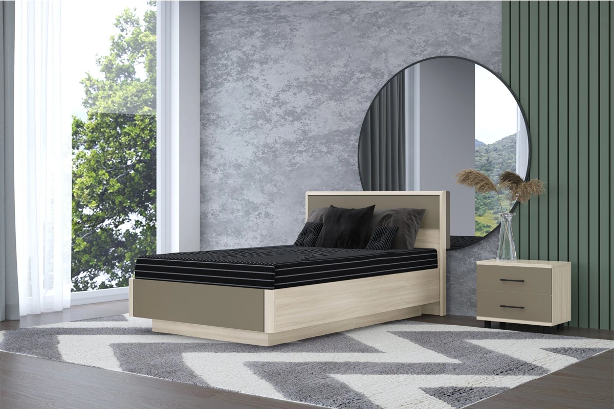 Кровать КР-4001-АС-ЛМ (Ясень Асахи/Латте Матовый) - купить в Озерце