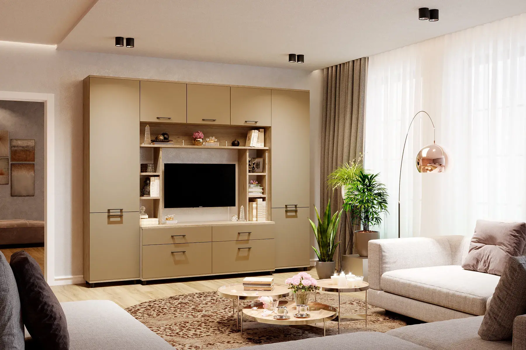 Тумба ТБ-5029-ГС-ЛМ (Гикори Джексон светлый/Латте матовый) — Мебель-центр Озерцо