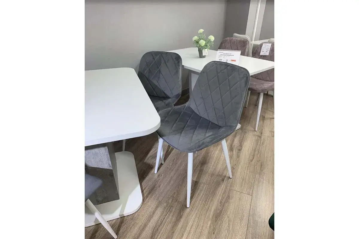 Стул Аура каркас 9003 белый матовый, велюр (Velluto 18 серый) СРП-032 - купить в Озерце