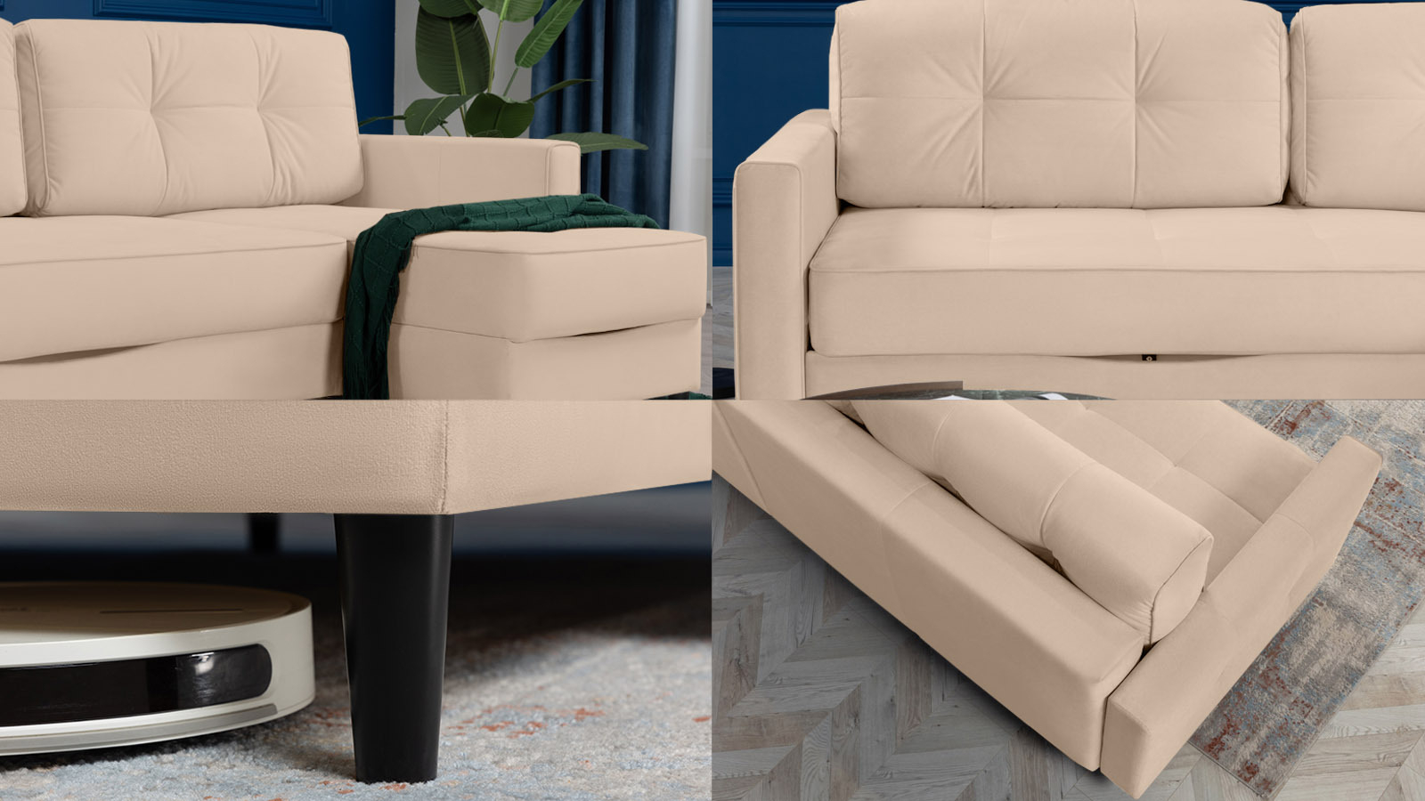 Диван Amani Pro угловой с широкими подлокотниками, ножки: пластик, Тк. Casanova Milk 156x237 — купить в Озерце