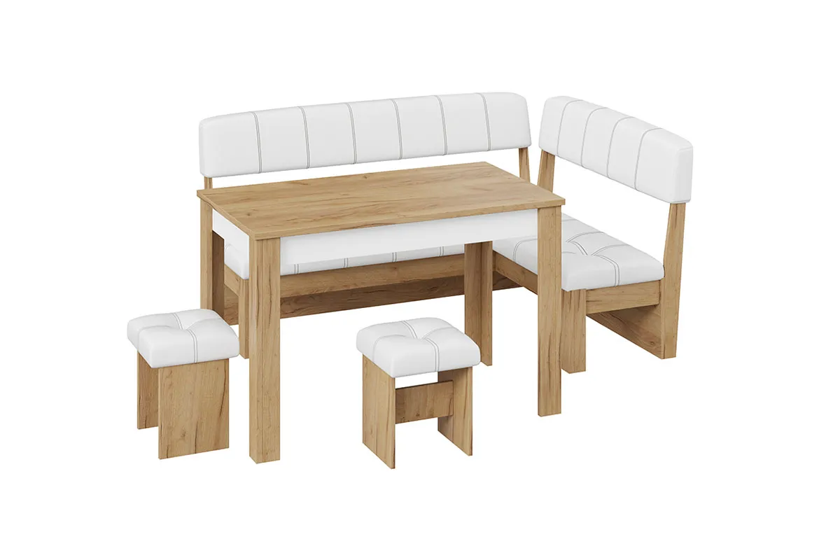 Кухонный уголок Альфа МФ-100.001 (Дуб Крафт золотой/Белая экокожа) - купить в Озерце