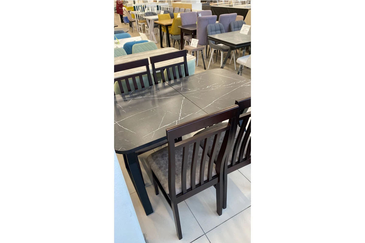 Стол раскладной Ричи (Черный мрамор/Металл чёрный) - купить в Озерце