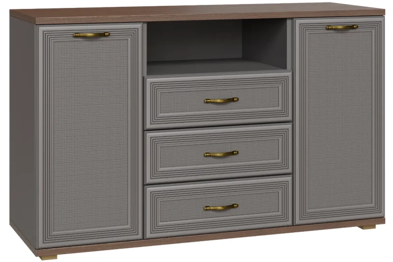 Тумба ТБ-1014-ГТ-СО (Гикори Джексон Темный/Серый Оникс) — Мебель-центр Озерцо