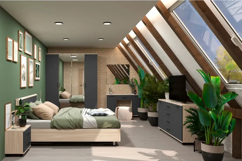 Спальня Грейс комплект 4 (Ясень Асахи/Антрацит матовый) - купить в Озерце