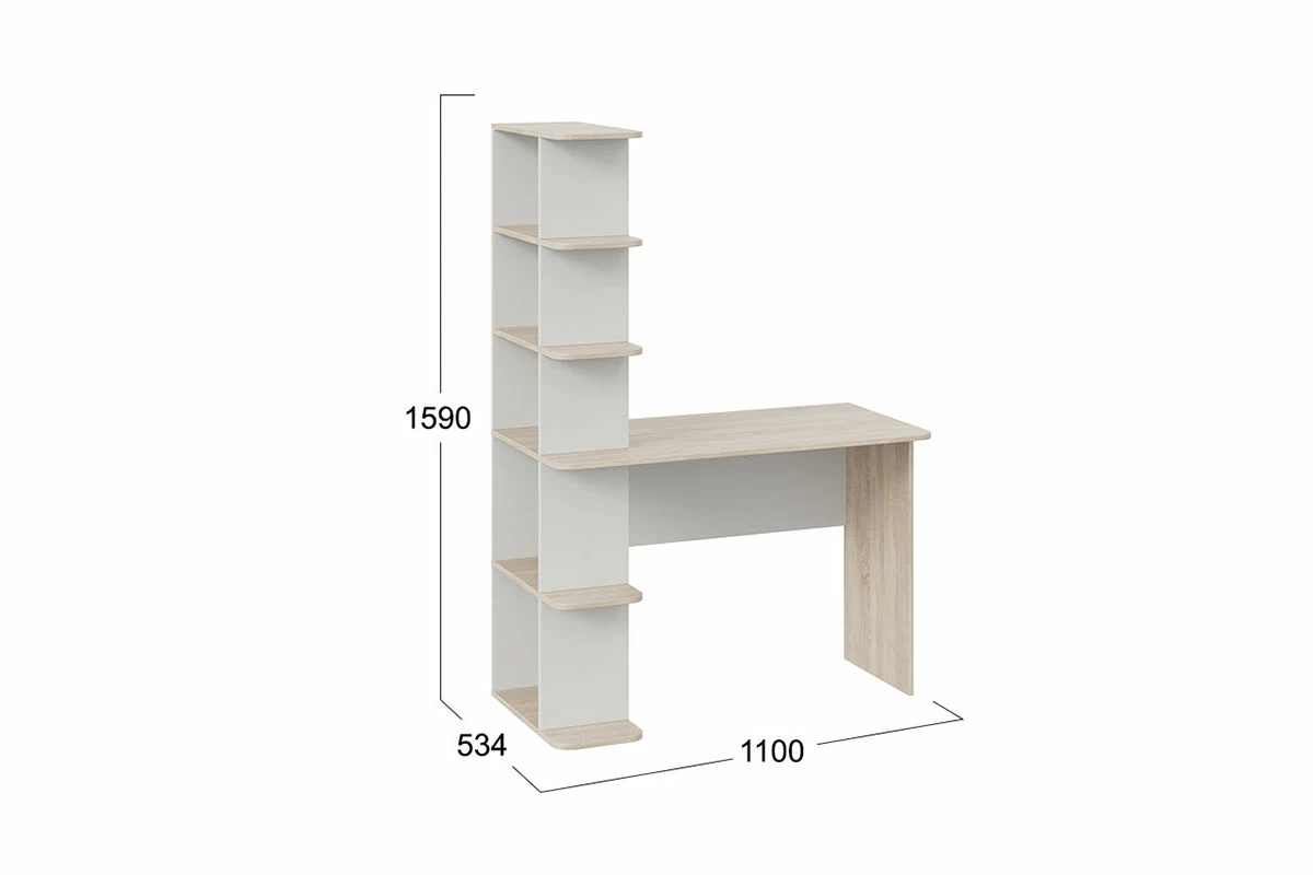 Стол письменный Тип 4 (Дуб Сонома/Белый Ясень) — Мебель-центр Озерцо