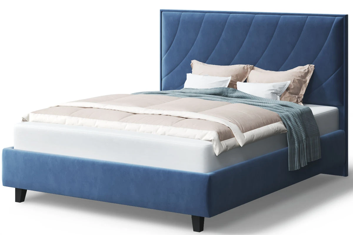 Кровать на опоре София с ПМ и бельев. ящ 140х200 (Бренди лайт 08/Синий) - купить в Озерце
