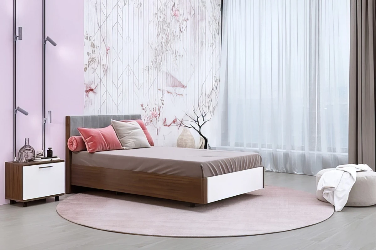 Кровать 140х200 КР-5012-ГТ-БГ (Гикори Джексон Темный/Белый Бриллиант Глянцевый) - купить в Озерце