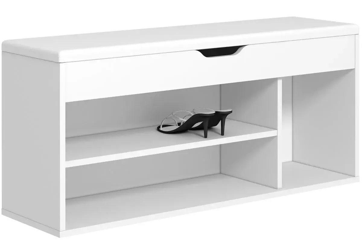 Тумба для обуви Лаки Тип 3 (Белый/Экокожа Белая) — Мебель-центр Озерцо
