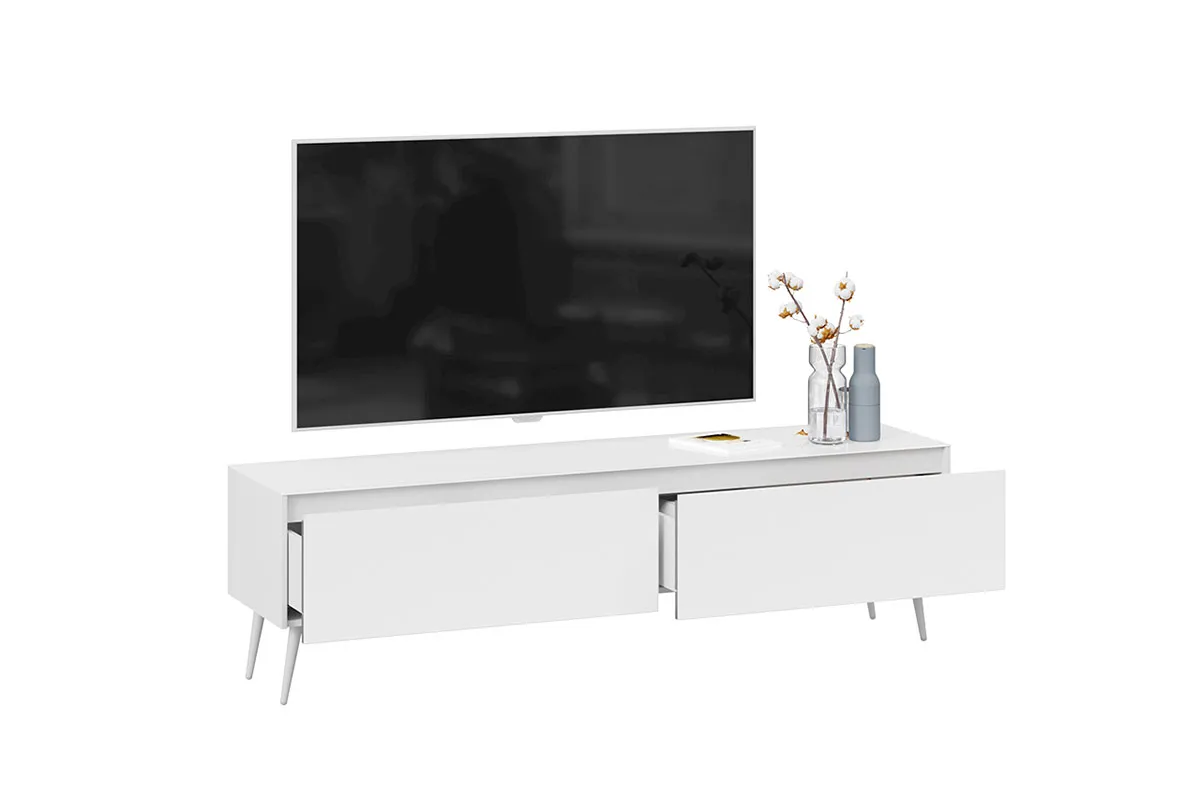 Тумба для теле- и радиоаппаратуры Глосс с опорами СМ-319.03.011 (Белый глянец) — Мебель-центр Озерцо