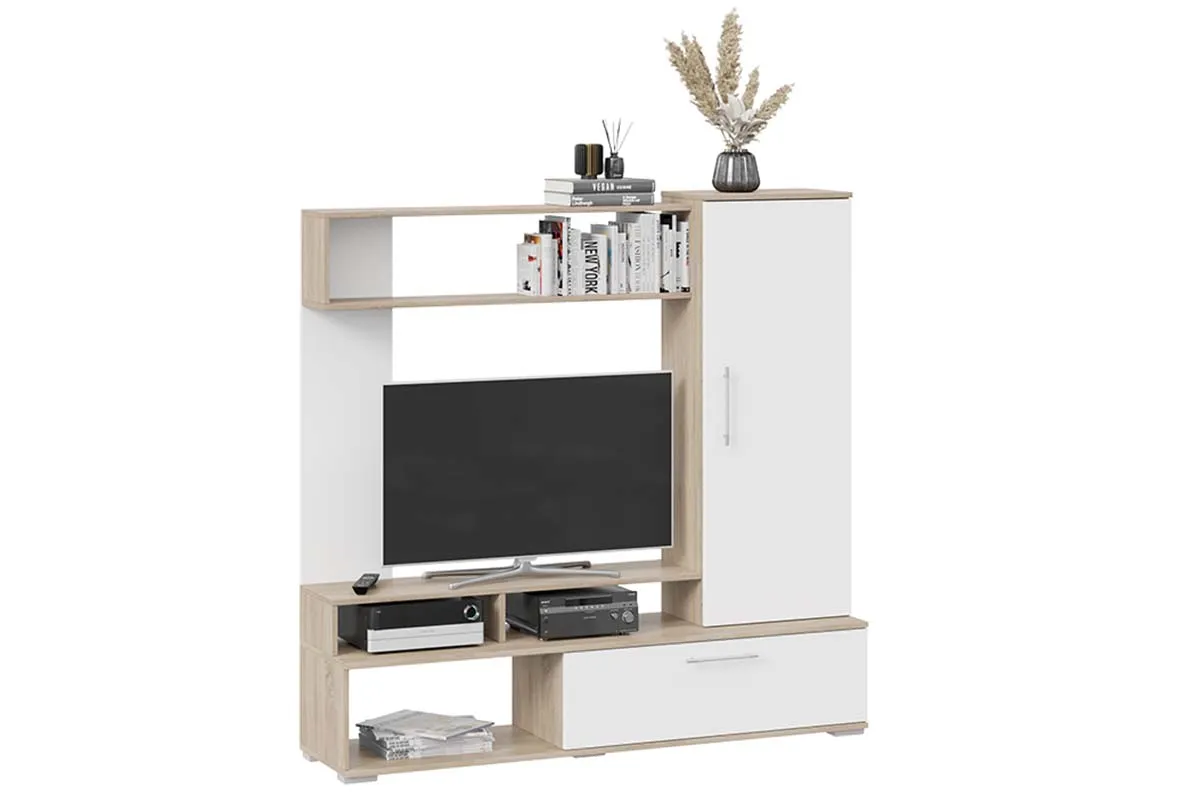 Стенка Сиена (Дуб Сонома/Белый ясень) — Мебель-центр Озерцо