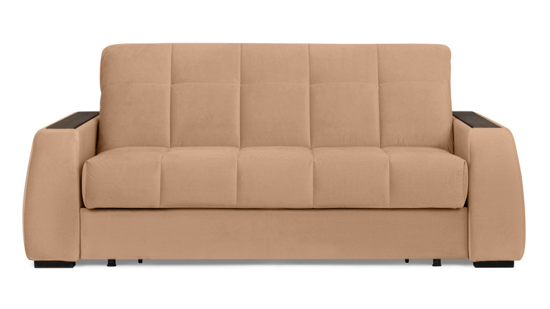 Диван - кровать Domo Pro с накладкой цвета венге, стежка квадрат, ткань Casanova Beige 160x216 — в мебель-центре Озерцо
