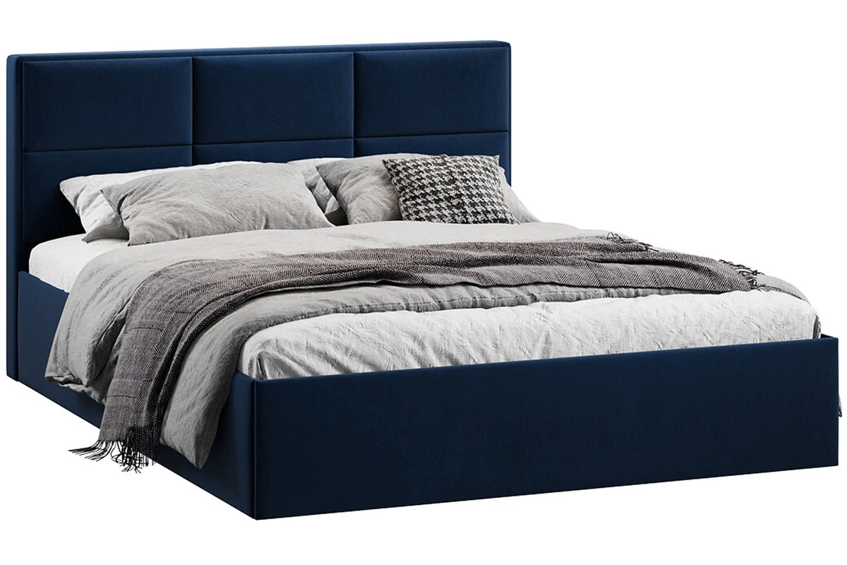 Кровать Стелла c ПМ 160х200 Тип 1 (Микровелюр/Wellmart Blue) - купить в Озерце
