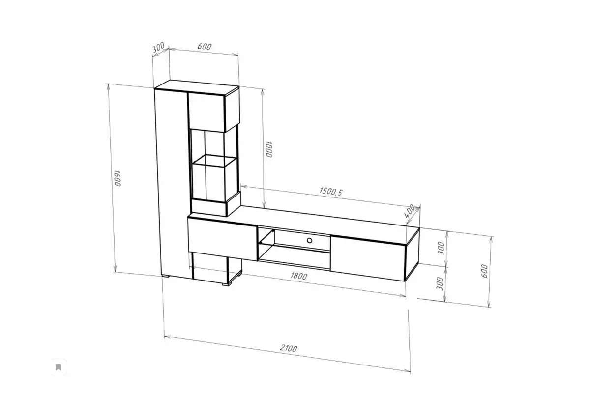 Гостиная Point ТИП-70 Дуб Вотан/Чёрный глянец (71774992) — Мебель-центр Озерцо