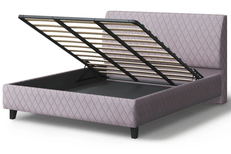 Кровать на опоре Хилтон с ПМ и бельев. ящ 140х200 (Нео 15/Лиловый) - купить в Озерце