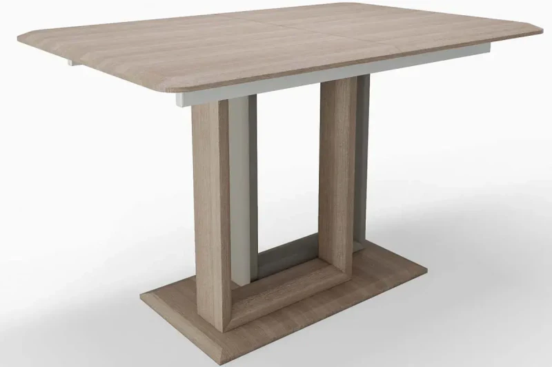 Стол обеденный Тетрис 1200(1600) (Ясень Шимо светлый / рама серая / 1 нога - ясень шимо, 2 нога - грей / Ясень шимо светлый) - купить в Озерце