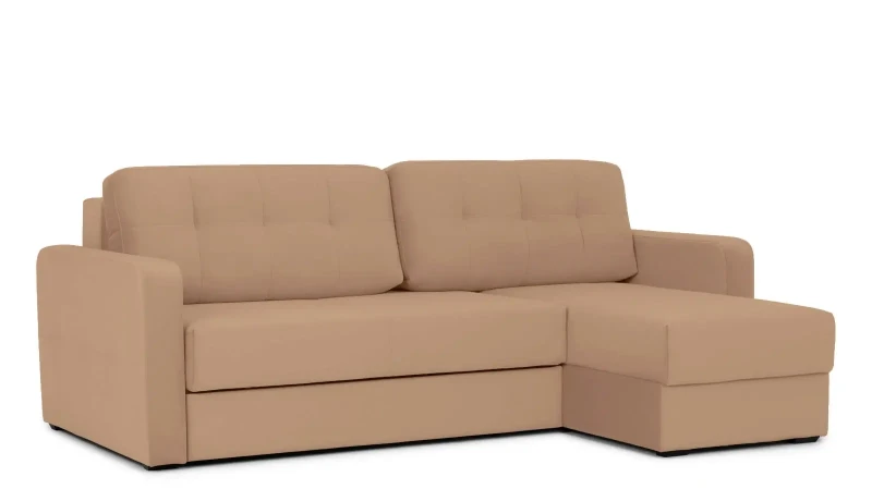 Диван -кровать угловой Loko Pro с широкими подлокотниками, с матрасом средней жесткости, Тк. Casanova Beige 170x244 — купить в Озерце