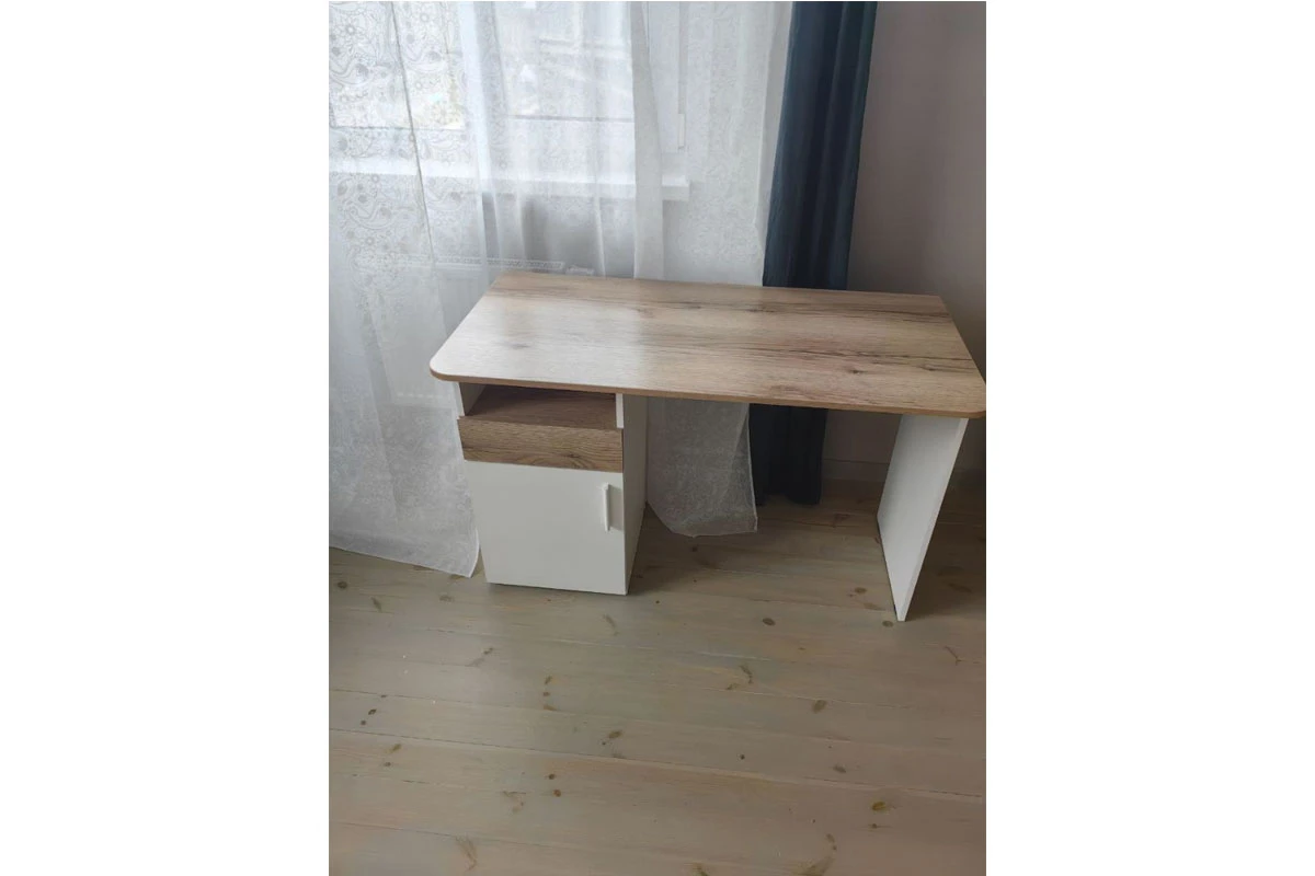 Стол Геометрия-9 (Белый/Делано светлый) — Мебель-центр Озерцо