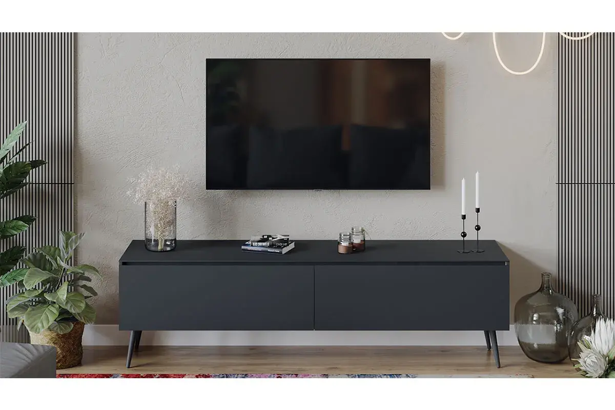 Модульная гостиная Глосс №8 (Яблоня Беллуно/Cтекло/Графит матовый) — Мебель-центр Озерцо